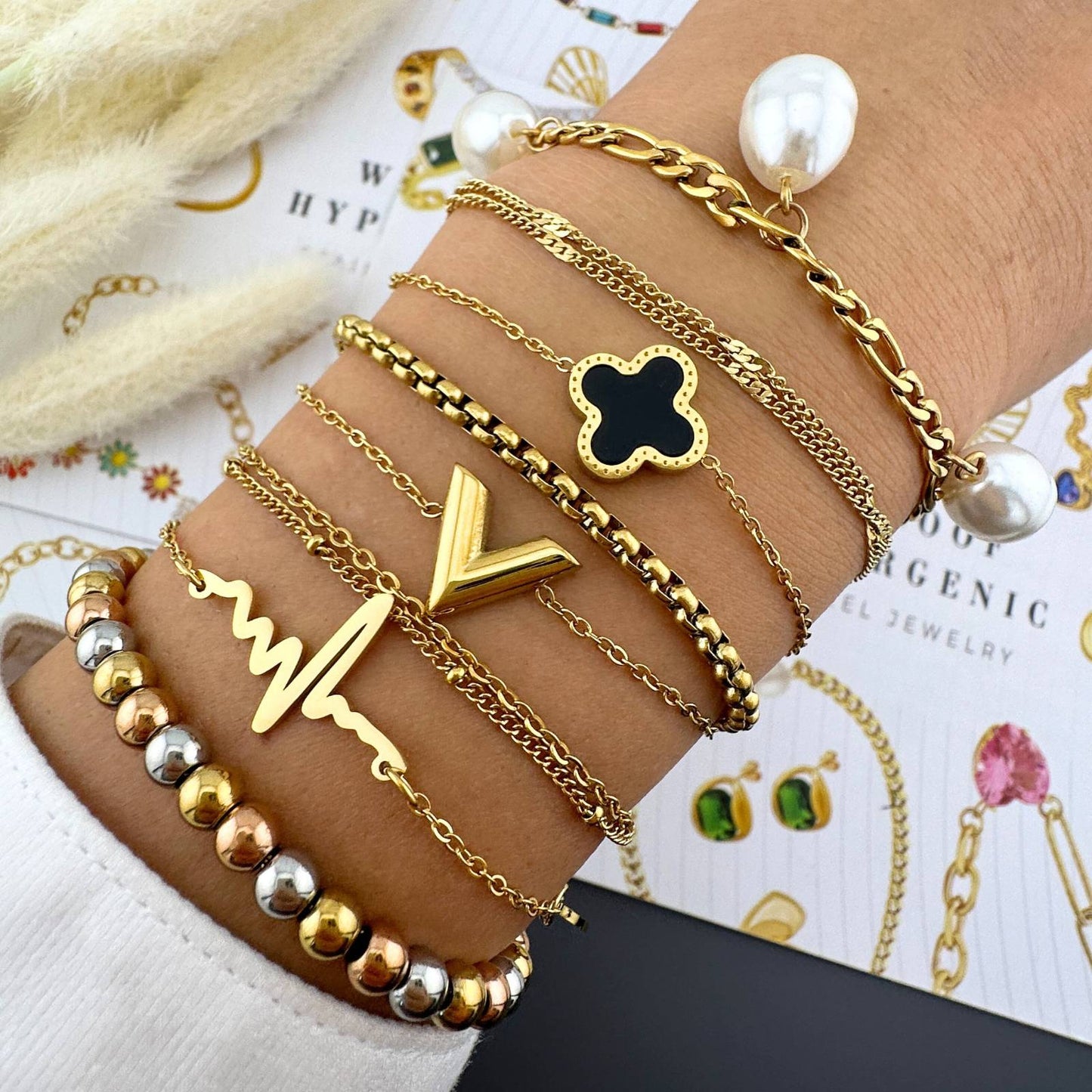 18K Gold Plated Heartbeat Bracelet - Waterproof & Hypoallergenic - BWBR021