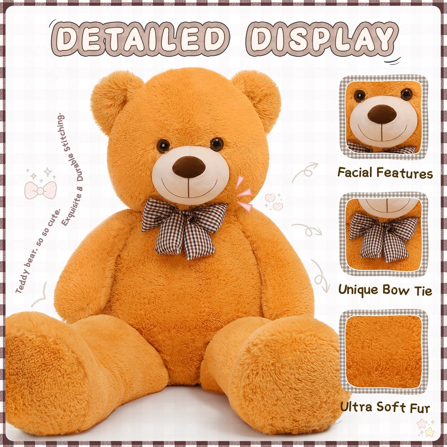 Giant Teddy Bear 55" Stuffed Animal Soft Big Bear Plush Toy