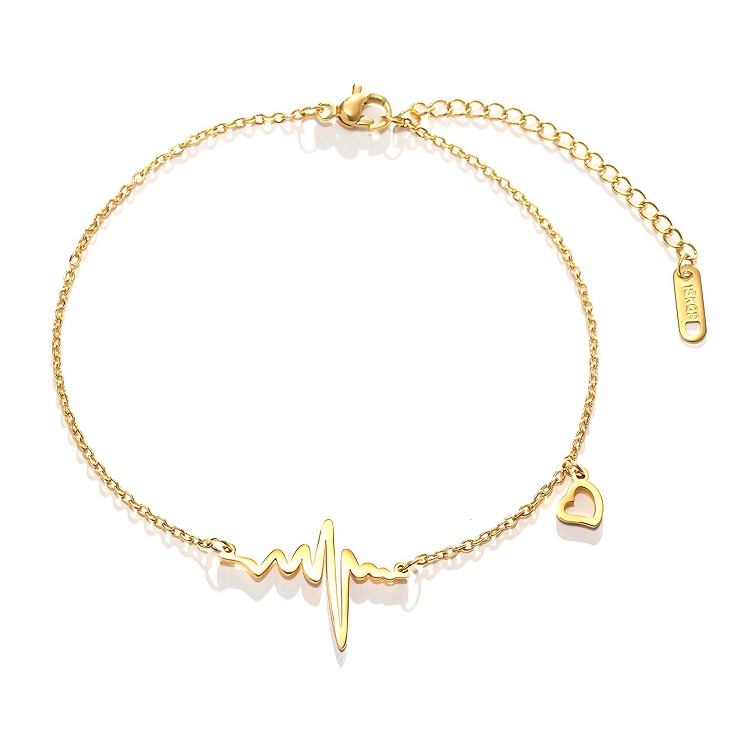 18K Gold Plated Heartbeat Bracelet - Waterproof & Hypoallergenic - BWBR021
