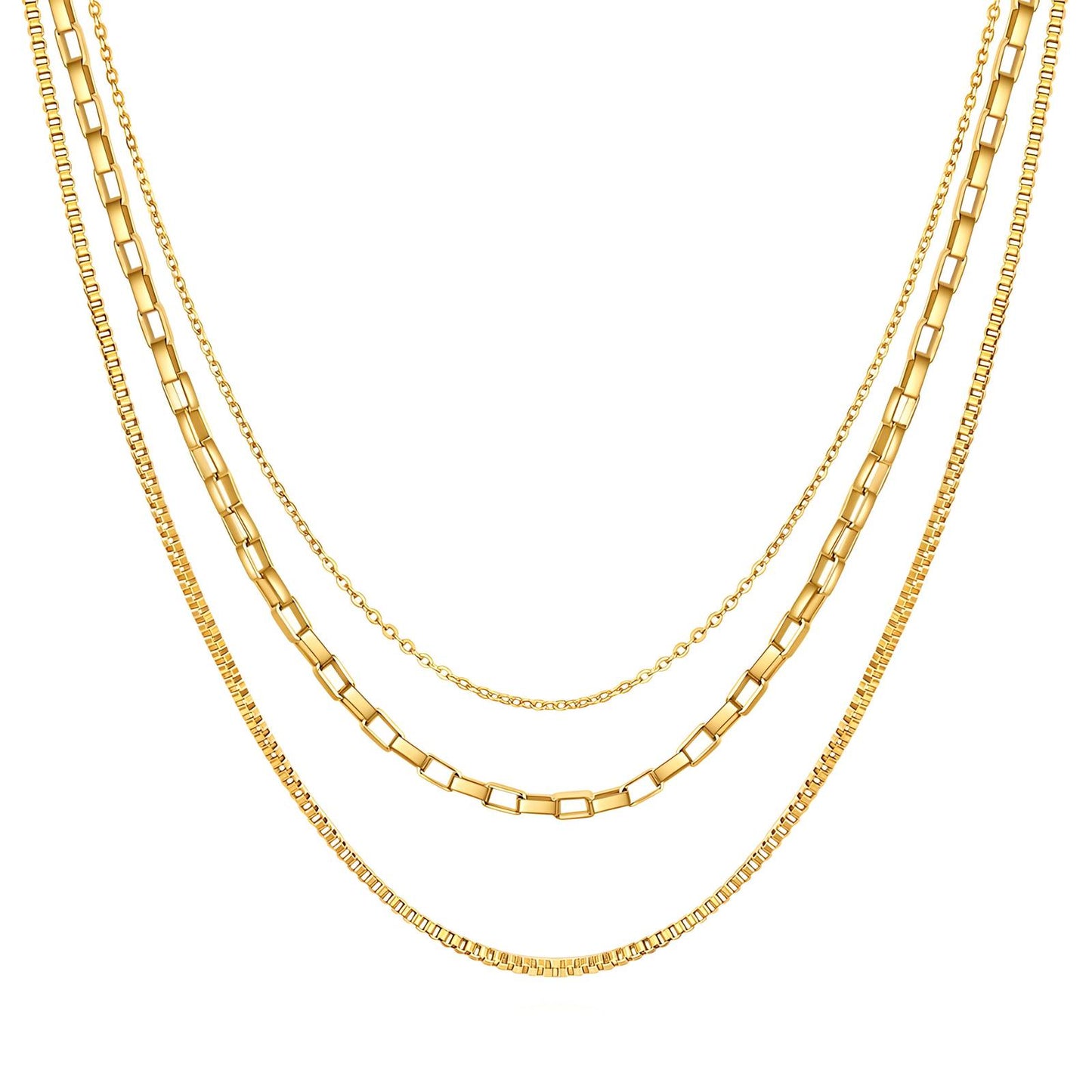 Collier chaîne multicouche plaqué or 18 carats - Imperméable et hypoallergénique - BWCL033