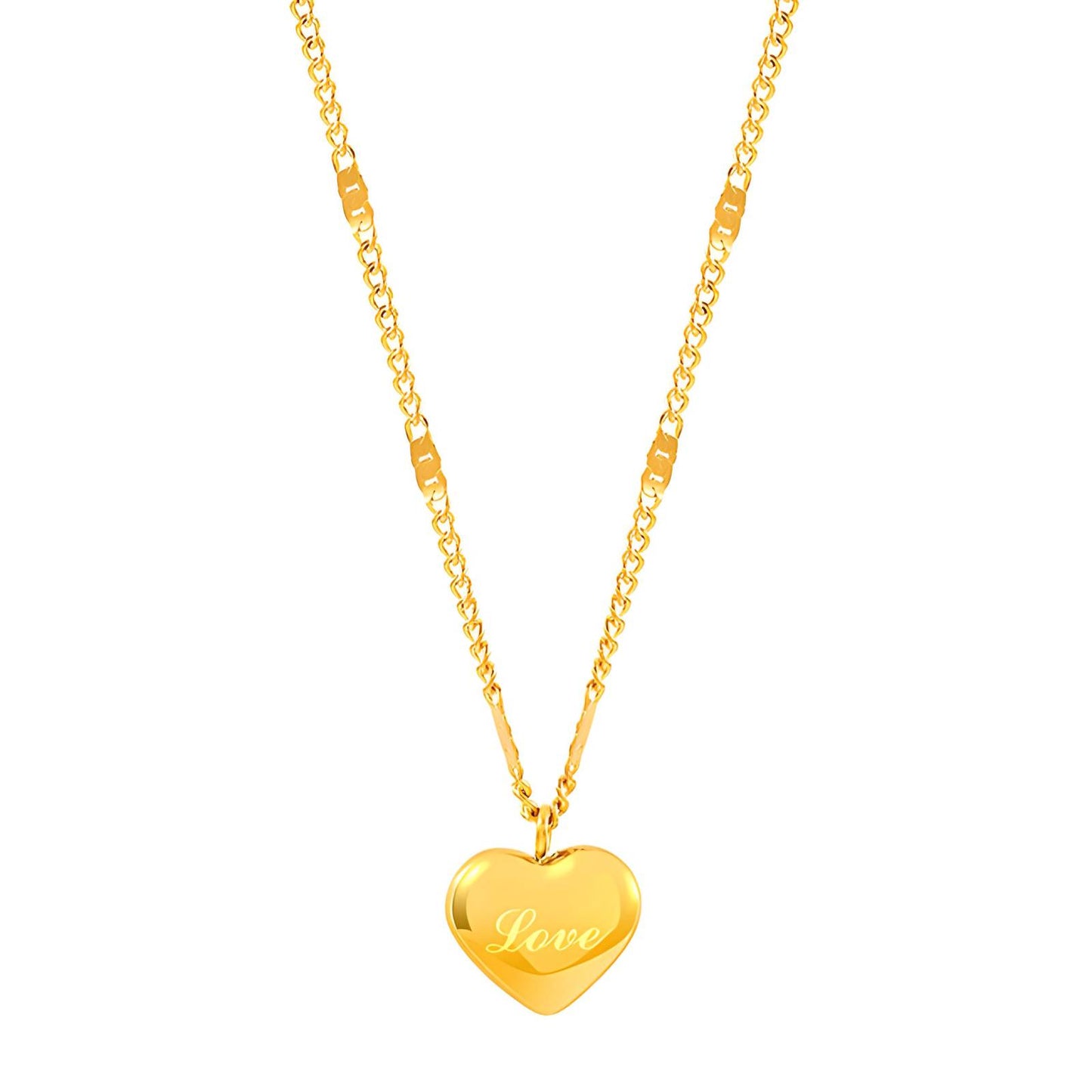 18K Gold Plated Love Heart Pendant Necklace - BWCL210