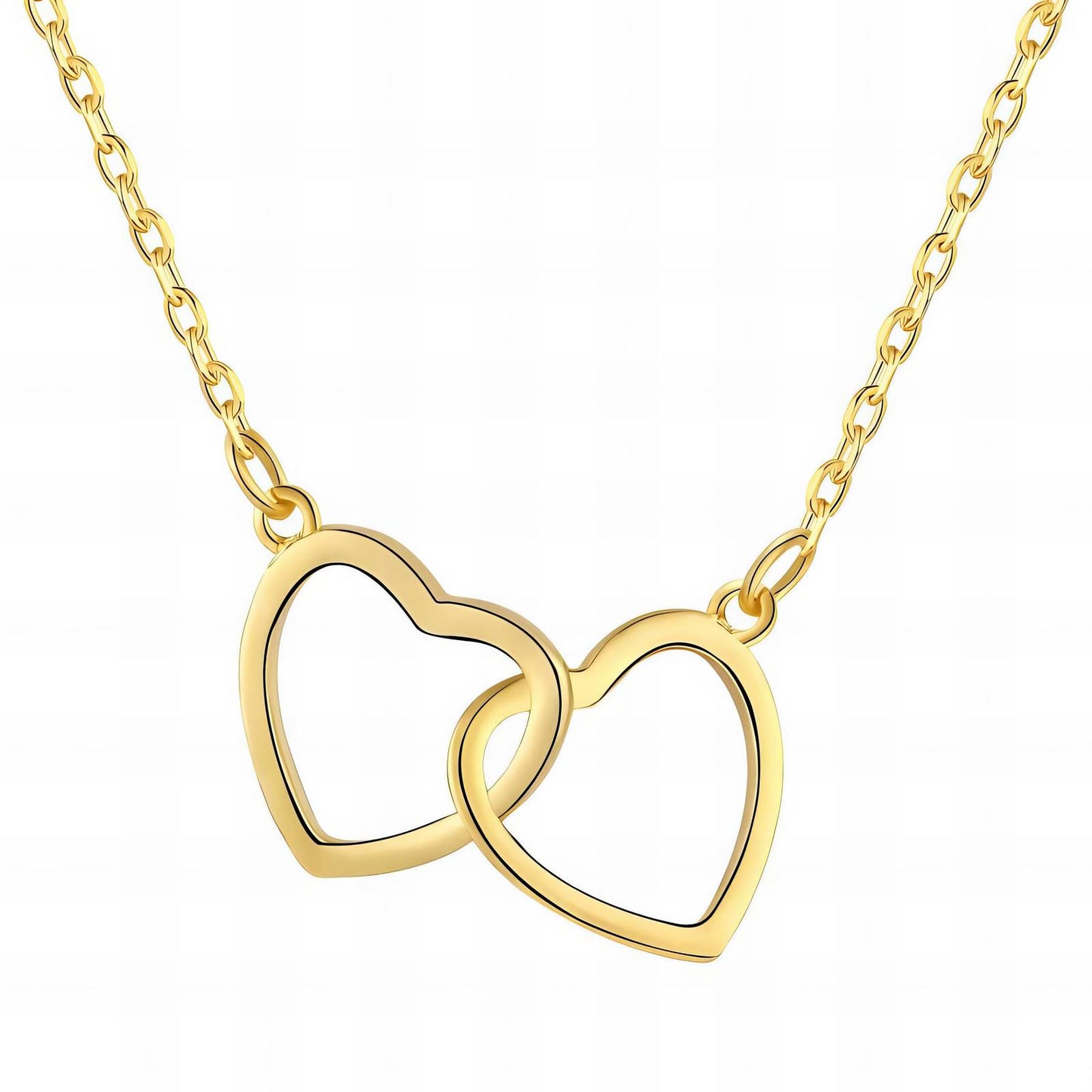 18K Gold Plated Double Heart Necklace - BWCL026-005