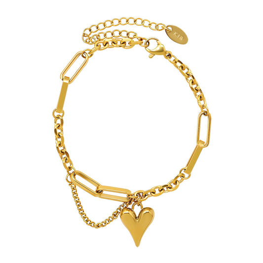 18K Gold Plated Heart Charm Bracelet  - BWBR024