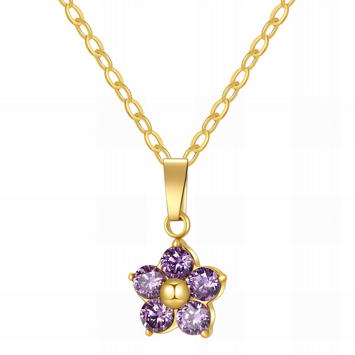 18K Gold Plated Flower Pendant Necklace - Waterproof & Hypoallergenic - BWCL015
