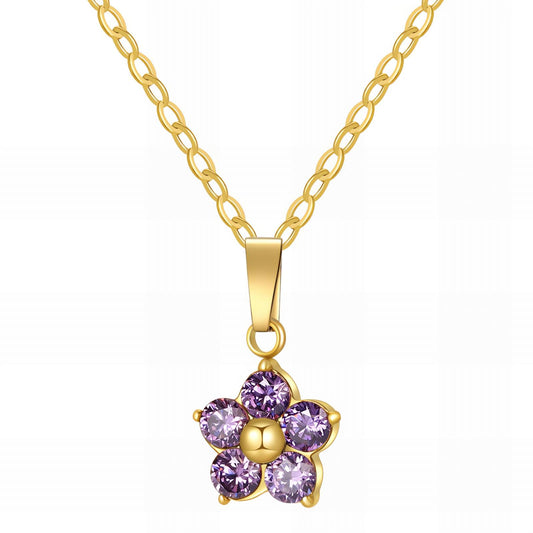 18K Gold Plated Flower Pendant Necklace - Waterproof & Hypoallergenic - BWCL015