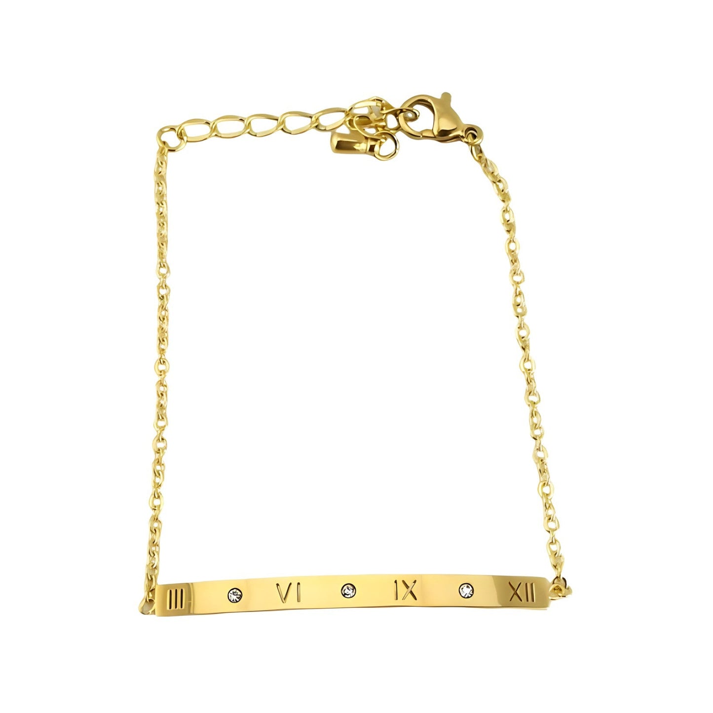 18K gold plated roman number chain bracelet - BWBR077-001