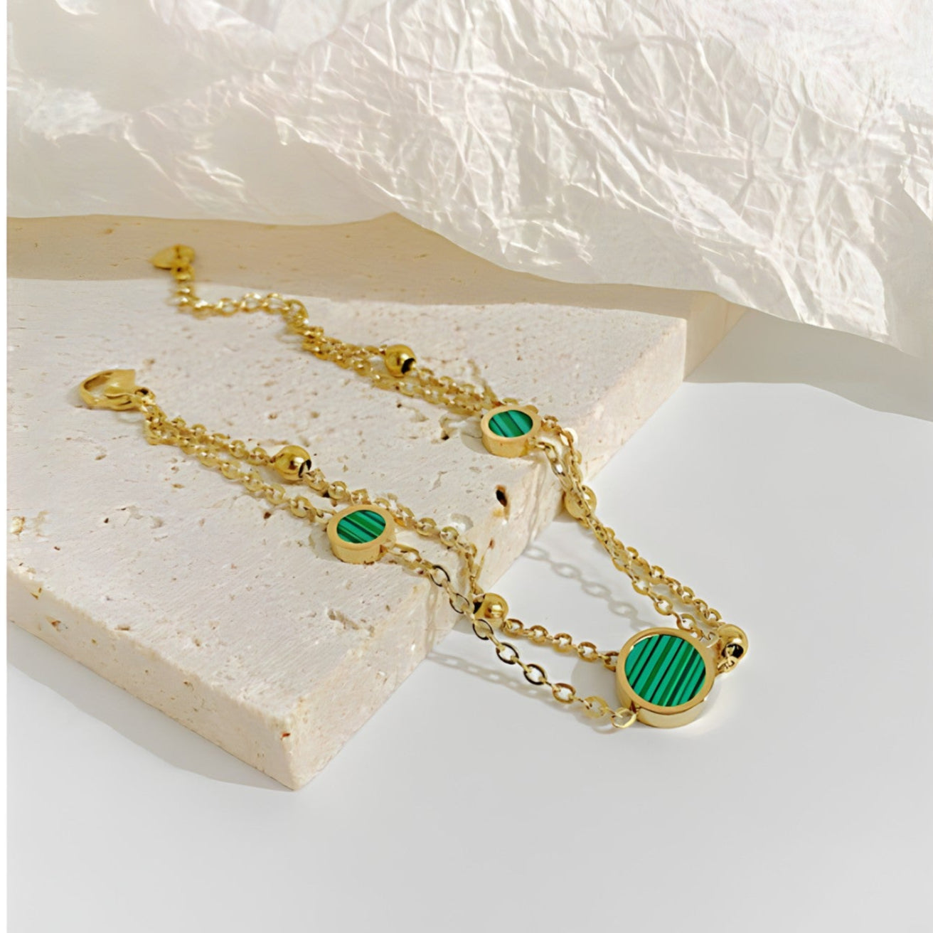 Emerald Fashion Bracelet with Adjustable Fit - BWBR098