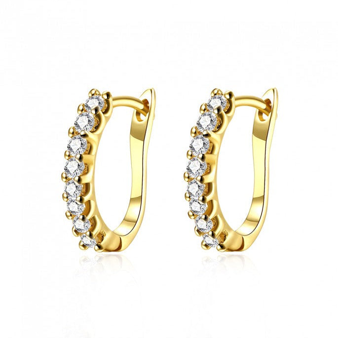 Boucles d'oreilles créoles délicates plaquées or 18 carats avec zircons - BWBO135