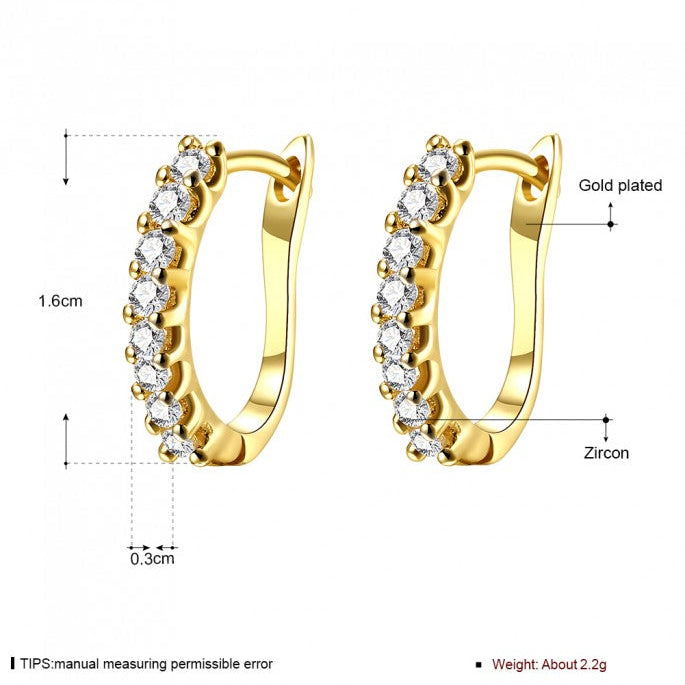 Boucles d'oreilles créoles délicates plaquées or 18 carats avec zircons - BWBO135