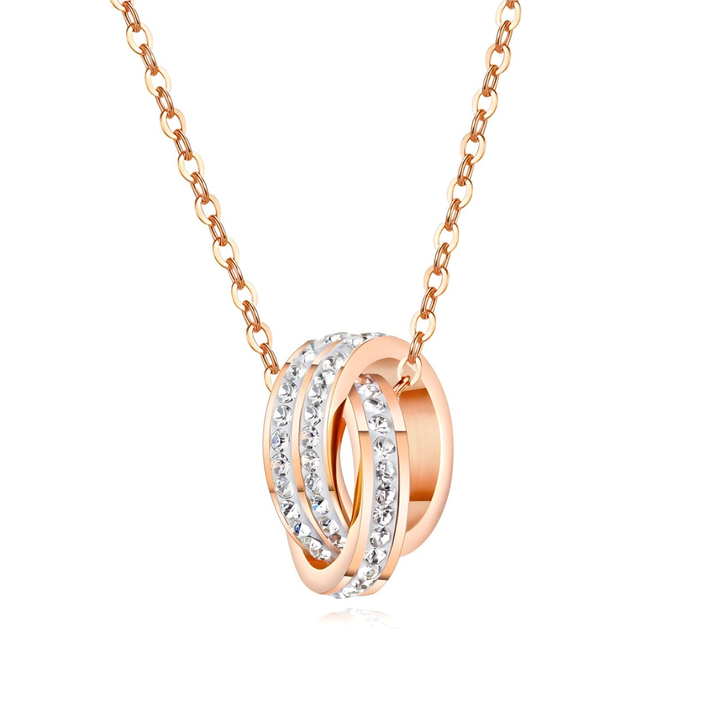 18K rose gold plated Two circle necklace - CL136