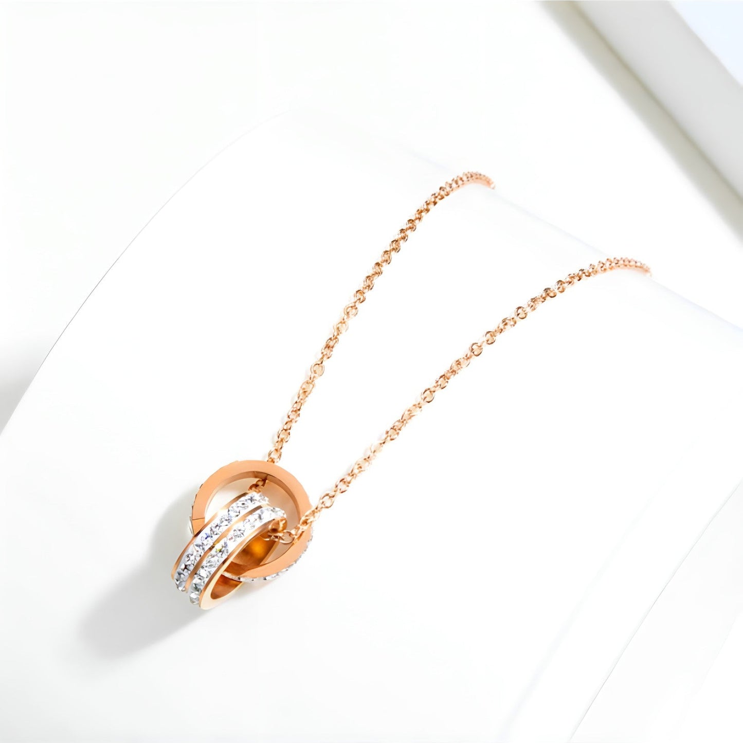 18K rose gold plated Two circle necklace - CL136