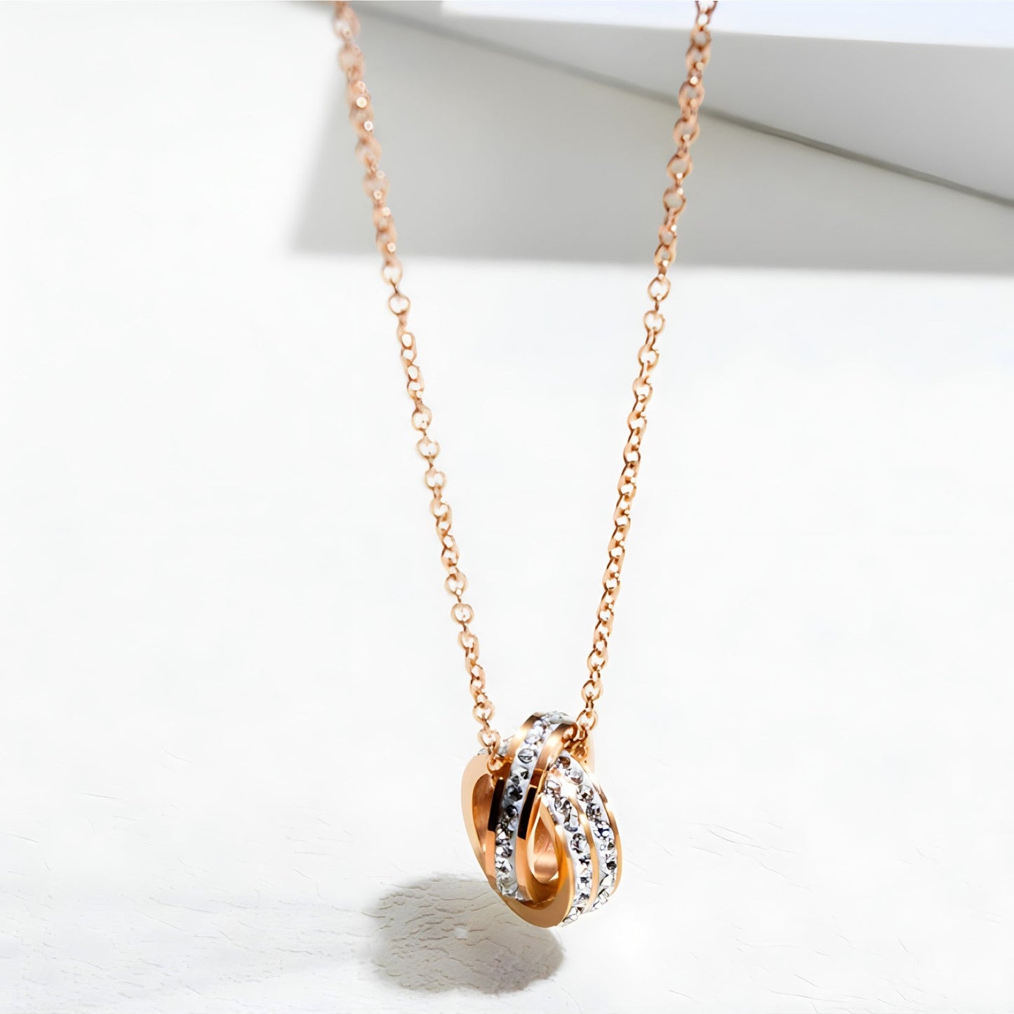 18K rose gold plated Two circle necklace - CL136