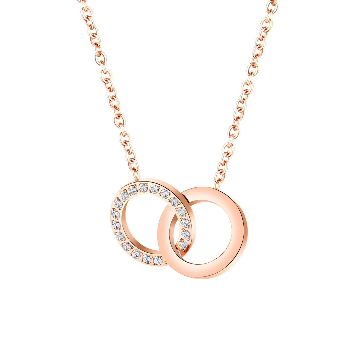 18K rose gold plated Two circle necklace - CL147