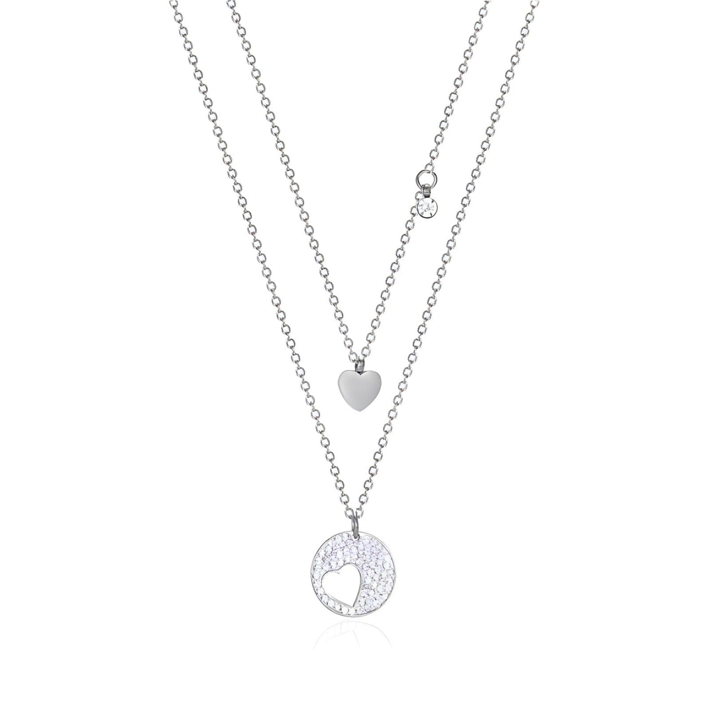 Collier en acier inoxydable à deux couches de haute qualité avec pendentif en forme de cœur - CL170-001
