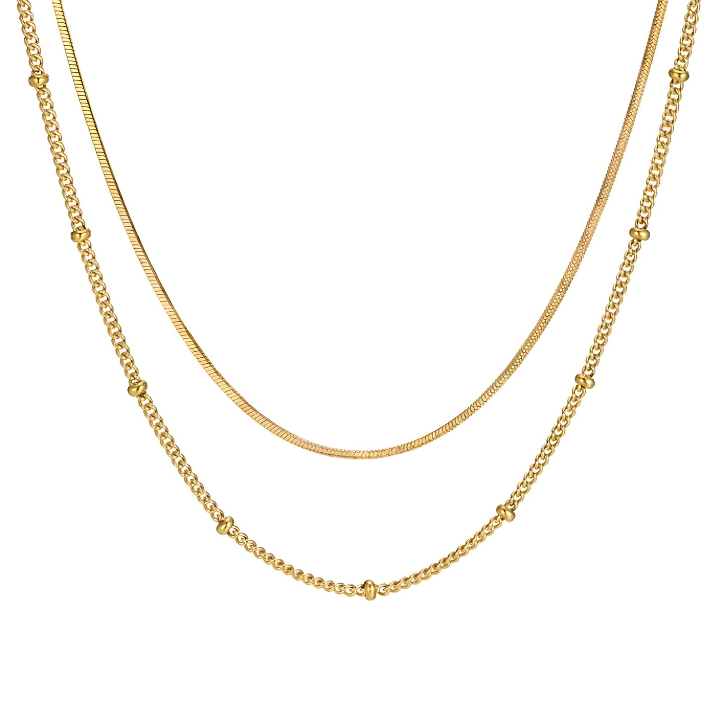 Boho Chic Double-Layer Necklace – Elegant Gold-Plated Chains - CL172