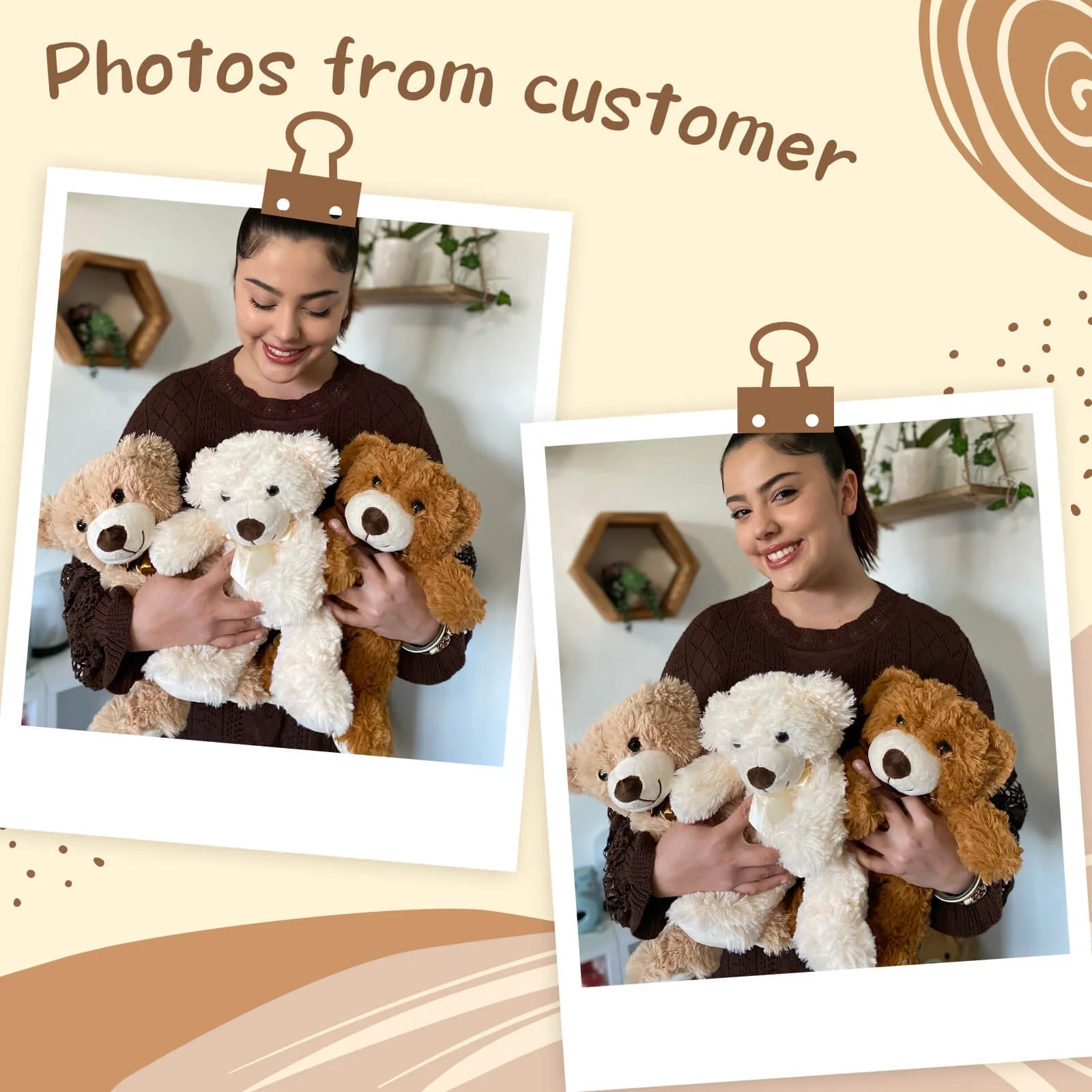 3 Packs Teddy Bear 13.8'' Cute Soft Stuffed Animal Plush Toys
