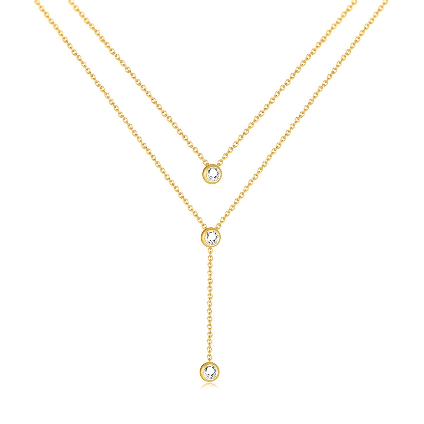 Original and delicate necklace with double gold-plated chains - CL174