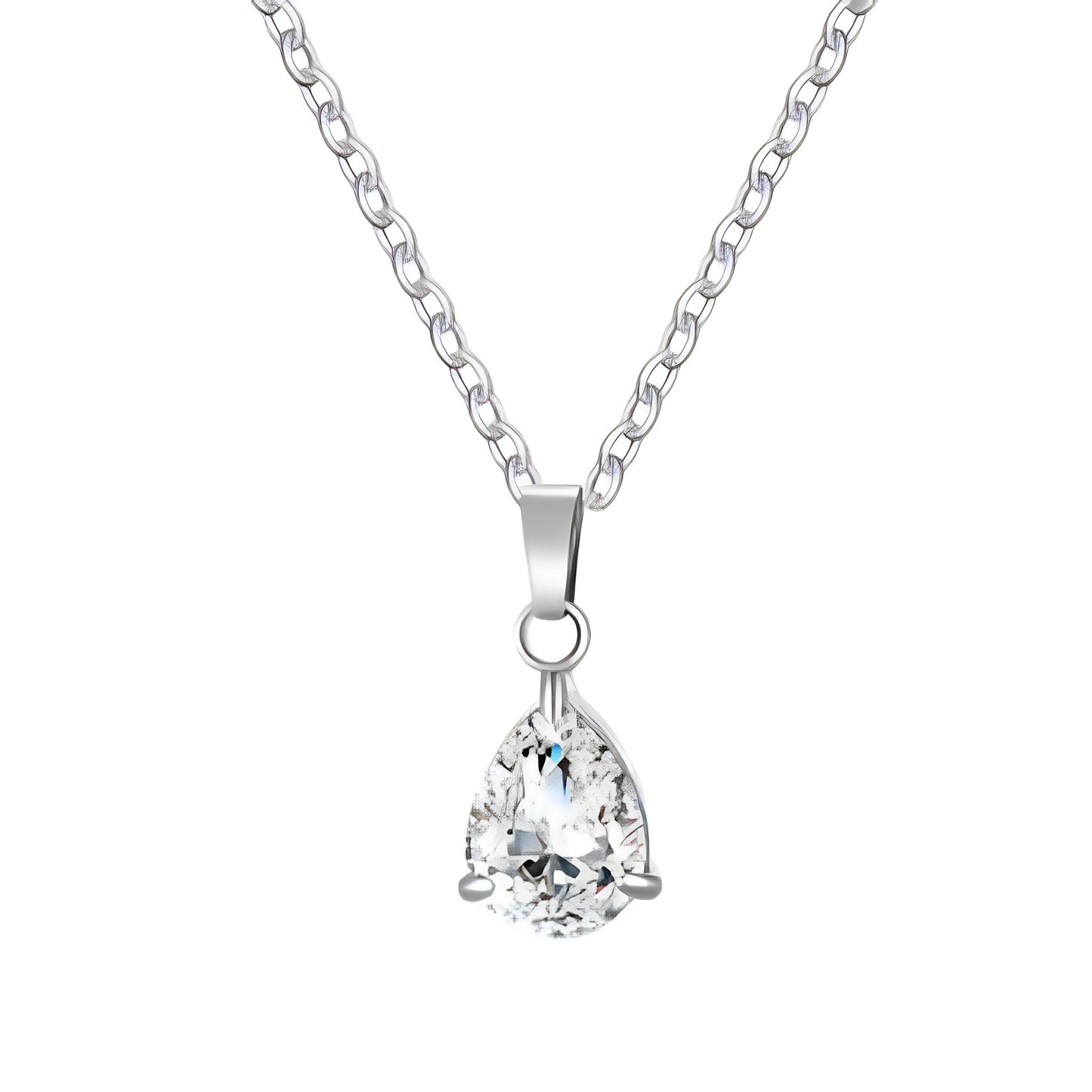 Collier pendentif en forme de larme en acier inoxydable et zircon - BWCL035